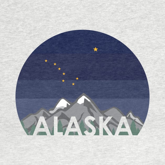 Alaska Cruise with Mountains and Alaska State Flag at Night by KevinWillms1